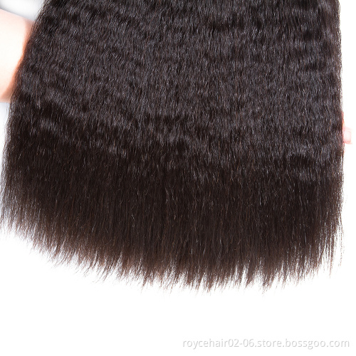 Dropship Wholesale 100% Peruvian Virgin Hair Kinky Straight Hair Extensions 3 Bundles with Lace Closure